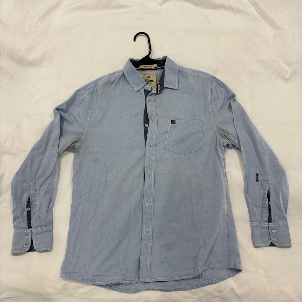 Timeout California Blue Casual Button Down Shirt with Long Sleeves